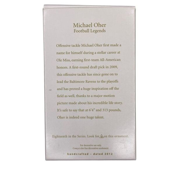 Michael Oher Baltimore Ravens NFL Football Legends Hallmark Ornament - Picture 3 of 3